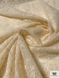 Floral Vine Embroidered Fine Cotton Mesh - Cream