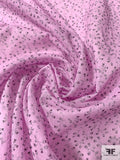 Miniature Hearts on Stems Printed Cotton Voile - Pink / Black / Grey