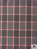 Italian Glen Plaid Yarn-Dyed Cotton Poly Shirting - Pink / Black / Cream