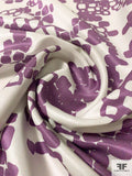 Floating Cubes Printed Lightweight Silk and Cotton Sateen Twill - Dusty Purple / Ivory