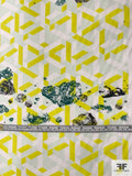 Modern Meteor Printed Cotton Lawn - Chartreuse / Dusty Mint / Teal / Deep Grey