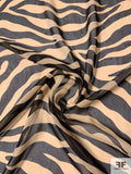 Bold Zebra Pattern Printed Silk Chiffon - Black / Nude