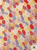 Daisey Graphic Printed Silk Chiffon - Red / Yellow / Sky Blue