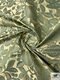 Floral Reversible Silk Satin Jacquard - Sage / Pastel Lime