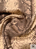 Snakeskin Printed Heavy Stretch Silk Georgette - Beige / Stone / Black