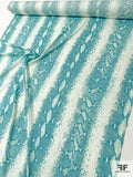 Snakeskin Printed Heavy Stretch Silk Georgette - Teal / Seafoam / Off-White
