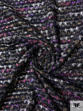 Italian Glam Couture Wool Tweed with Lurex Fringe - Black / Silver / Gold / Magenta / Purple