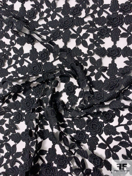Oscar de la Renta 3D Floral Guipure Lace - Black | FABRICS