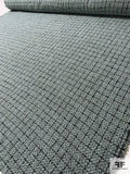 Italian Windowpane Grid Boucle Jacket Weight Tweed - Sky Blue-Grey / Black