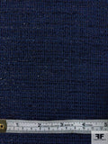 Italian Boucle and Lurex Jacket Weight Wool Tweed - Navy / Metallic Black