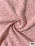 Italian Basketweave Jacket Weight Wool Coating with Lurex Threadwork - Ballet Pink / Cream / Silver / Gold
