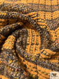 French Wool Blend Chenille Boucle Novelty Suiting - Turmeric / Brown / Tan