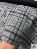 Italian Double-Sided Plaid and Solid Wool Coating - Heather Grey / Black