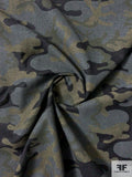 Italian Camouflage Printed Plain Weave Suiting - Army Green / Grey / Black