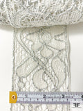Exotic Floral Corded Lace Trim - White / Silver