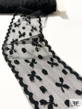French Tulips and Ovals Chantilly Lace Trim - Black