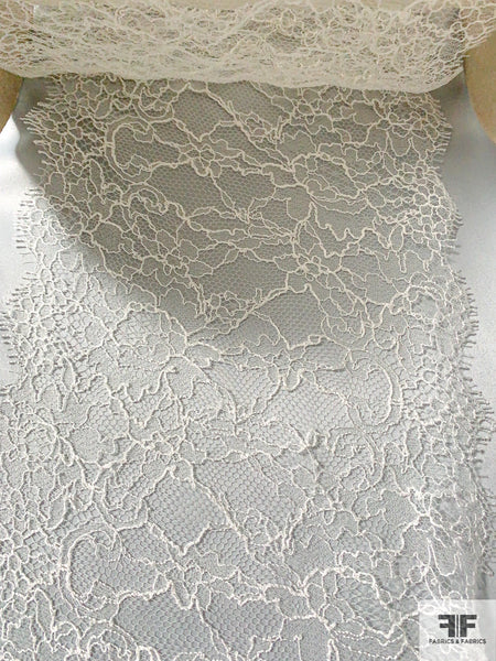 French Floral Chantilly Lace Trim Strip - Peach
