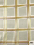 Windowpane Plaid Silk Charmeuse - Light Sage / Light Greens / Stone / White