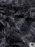 Italian Fringe in Vertical Striped Pattern - Black