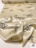 Delicate Floral Tentacles Printed Silk Charmeuse - Cream / Black / Brown / Olive
