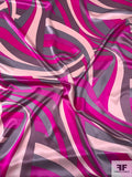 Pucci-esque Wavy Striations Silk Charmeuse - Hot Pink / Magenta / Dusty Purple / Baby Pink