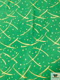 Painterly Strokes and Spots Printed Silk Georgette - Jade Green / Yellow