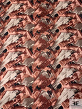 Abstract Graphic Printed Vintage Fine Silk Twill - Shades of Brown / Peach / Black