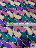 Italian Field of Teardrops Printed Fine Silk Twill - Violet / Orchid / Teal / Beige / Navy