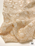 Seashells and Speckles Printed Silk Crepe de Chine - Tan / White