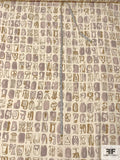 Italian Child-Like Artwork Printed Silk Crepe de Chine - Ivory / Dusty Grey / Khaki