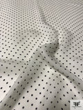 Ditsy Polka Dot Printed Fine Silk Georgette - Off-White / Black