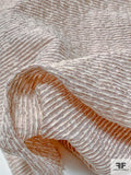 Italian Polyester Organza with Textured Horizontal Yarn Stripes - Light Dusty Rose / Cream / White