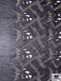 French Floral and Boxy Embroidered Fine Satin Face Organza - Black / Light Gold / Silver / Light Pink