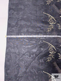 French Floral and Boxy Embroidered Fine Satin Face Organza - Black / Light Gold / Silver / Light Pink