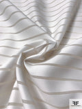 Italian Horizontal Cotton Stripes on Polyester Organza - White / Off-White