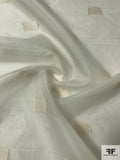 Rectangles Fil Coupé Stiff Silk Organza with Lurex Stitching - Ivory / Gold
