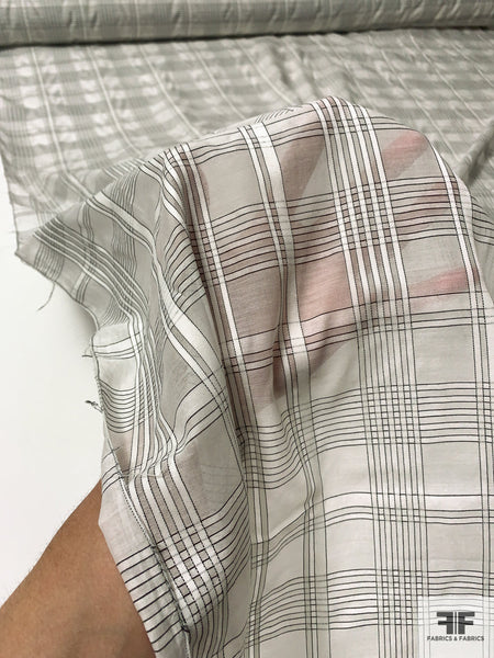 Plaid Yarn-Dyed Cotton Shirting - Grey/Ivory