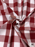 Buffalo Plaid Yarn-Dyed Cotton Shirting - Burgundy / White