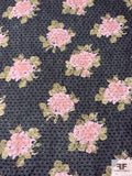 Swiss Dot Floral Printed Cotton Voile - Navy / Soft Pink / Dusty Olive