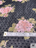 Swiss Dot Floral Printed Cotton Voile - Navy / Soft Pink / Dusty Olive