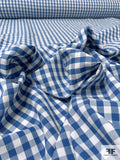 Gingham Check Yarn-Dyed Fine Cotton Shirting - Royal Blue / Off-White