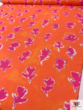 Italian Prabal Gurung Watercolor Leaf Printed Cotton Blend Lightweight Flat Canvas - Orange Coral / Magenta / Off-White