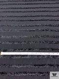 Italian Prabal Gurung Horizontal Striped Fringe Viscose Novelty - Black