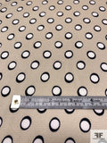 Circles Printed Hammered Polyester Charmeuse - Champagne / White / Black