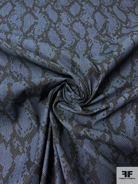 Dark Grey Stretch Printed 100% Cotton Denim fabric 135cm Wide