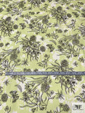 Italian Floral Printed Cotton Lawn - Pastel Lime / Black / Off-White
