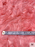 3D Ruffle Work Peonies on Tulle - Pink Salmon