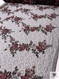 Romantic Floral Vine Embroidered Lace Tulle - Dusty Pink / Maroon / Steel Olive / Black