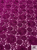 3D Floral Heavily Embroidered Tulle - Boysenberry