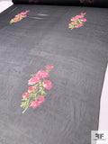 Floral Bouquets Printed Silk Chiffon Panel - Pinks / Red / Green / Black
